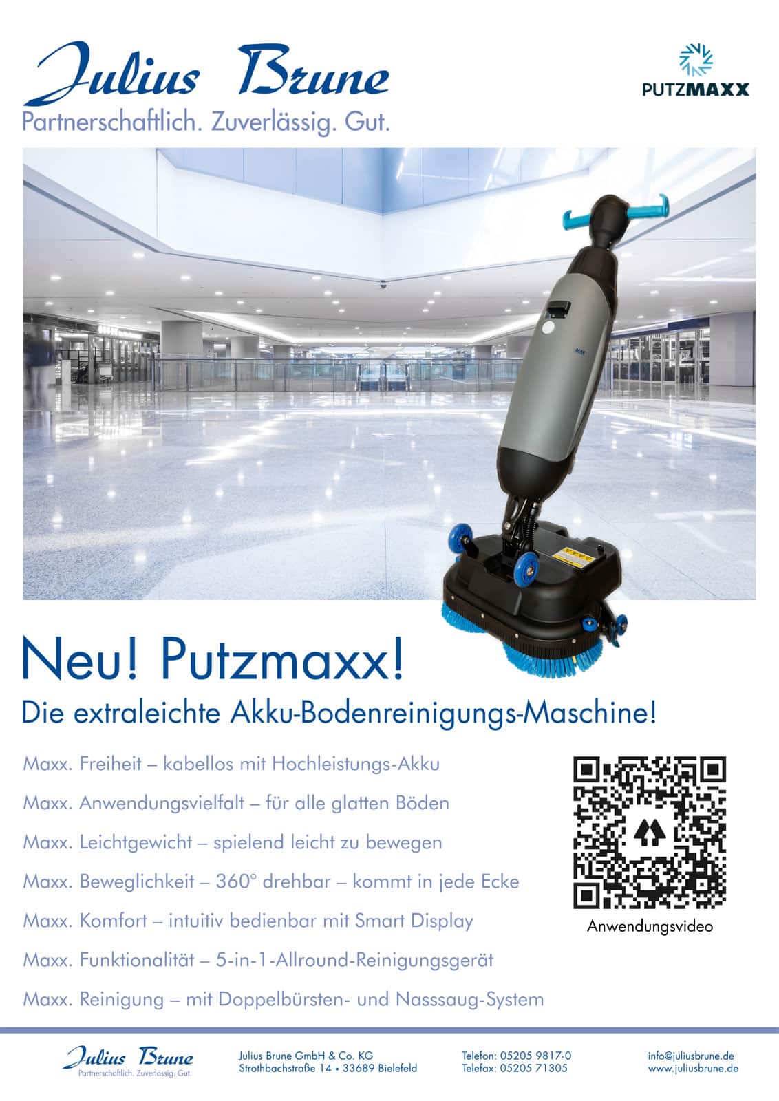 Putzmaxx – Die extraleichte Akku-Bodenreinigungs-Maschine